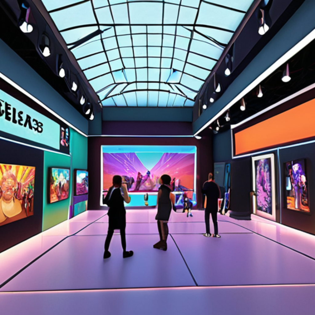 **Image:** A vibrant digital landscape within Decentraland showcasing modern virtual buildings, bustling avatars interacting, and clear signage indicating various businesses (e.g., a virtual art gallery, a digital concert venue). The overall atmosphere should convey opportunity and excitement.
**Prompt:** "A lively Decentraland scene with futuristic virtual buildings, diverse avatars socializing, and signs for virtual businesses like art galleries and concert venues, conveying a sense of digital opportunity."