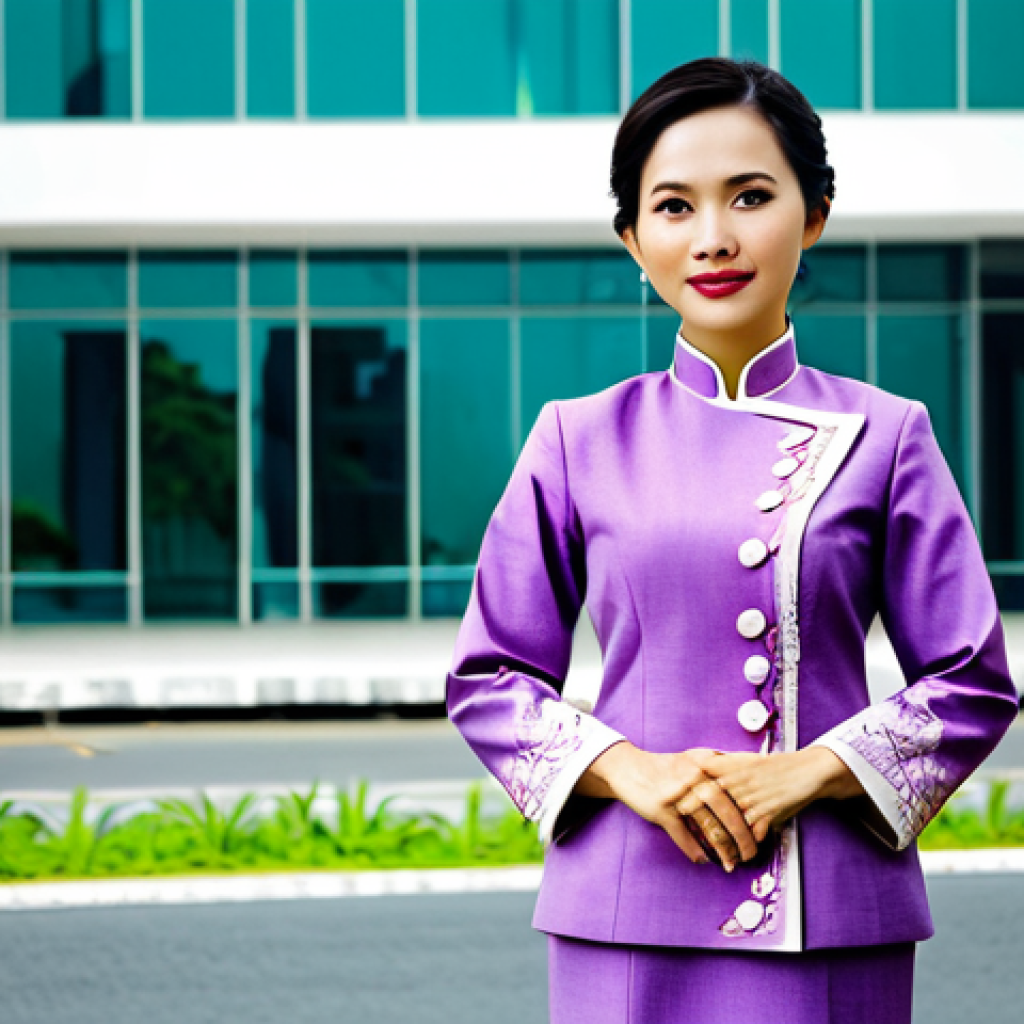 **
A professional businesswoman in a tailored ao dai (Vietnamese traditional dress), standing in front of a modern office building in Ho Chi Minh City, fully clothed, appropriate attire, safe for work, perfect anatomy, natural proportions, professional photography, high quality, family-friendly.
**