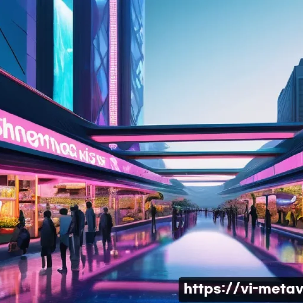 가상 부동산의 사용자 기반 확장 전략 - **Prompt:** A sprawling, futuristic virtual metropolis set at dusk, bathed in the soft glow of neon ...
